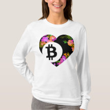 Der T - Shirt BITCOIN/FLORAL Herz-Frauen