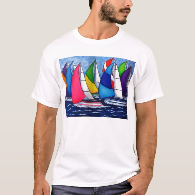 Der T - Shirt der bunten Regatta-Männer (Vorderseite)