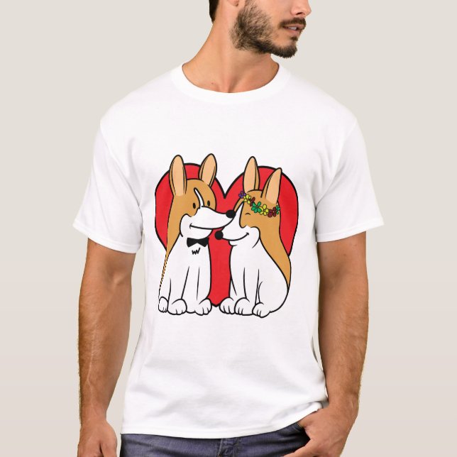 Der T - Shirt der Corgi-Paar-Männer (Vorderseite)