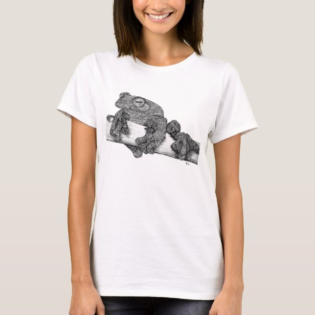 Der T - Shirt der Fliegen-Frosch-Damen (Vorderseite)