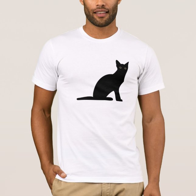 Der T - Shirt der Katzen-Silhouette-Männer (Vorderseite)