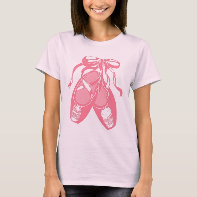 Der T - Shirt der rosa Ballett-Schuh-hellrosa (Vorderseite)