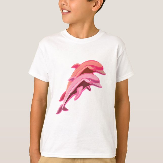 Der T - Shirt der rosa Delphin-Entwurfs-Kinder (Vorderseite)