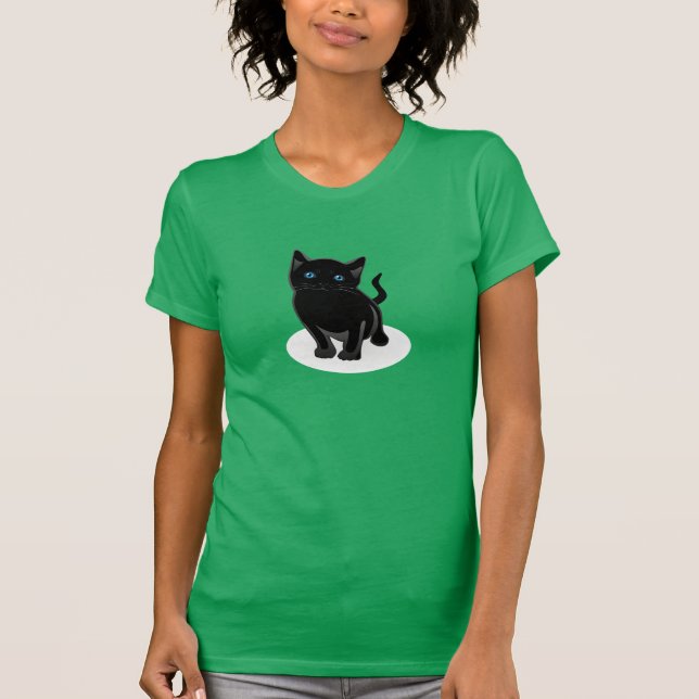 Der T - Shirt der schwarze Katzen-Frauen (Vorderseite)