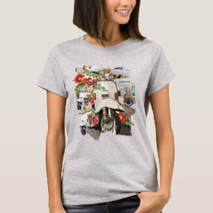 Der T - Shirt der Vintagen Scooter-Collage