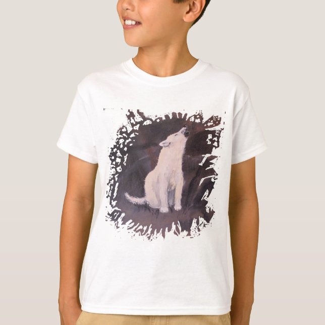 Der T - Shirt "des heulenden weißer Wolf-" (Vorderseite)