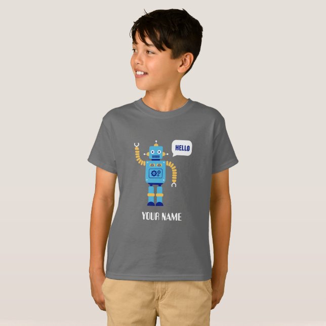 DER T - SHIRT DES KINDES MIT ROBOTER UND (Vorne ganz)