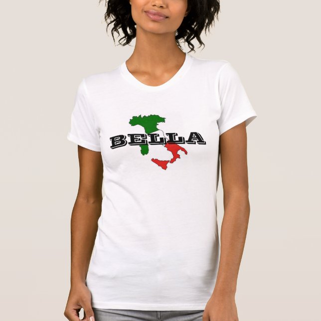 Der T - Shirt Frauen Italiens Bella, weiß (Vorderseite)