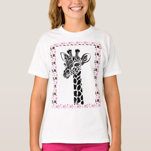 Der T - Shirt-Giraffenpolkapunktt-shirt der T-Shirt (Vorderseite)