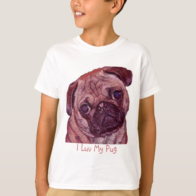 Der T - Shirt Mops-des Welpe gemalten (Vorderseite)