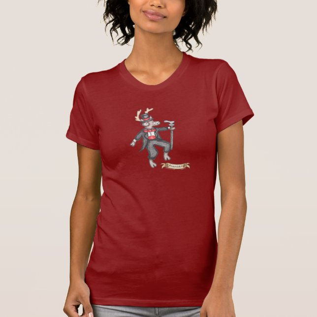 Der T - Shirt Prancer Frauen (Moosbeere) (Vorderseite)