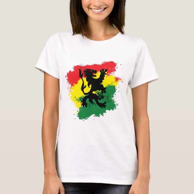 Der T - Shirt Rasta Frau: Löwe von Judah (Vorderseite)