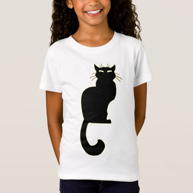 Der T - Shirt von Girl's Black Cat Black Cat Art K (Vorderseite)