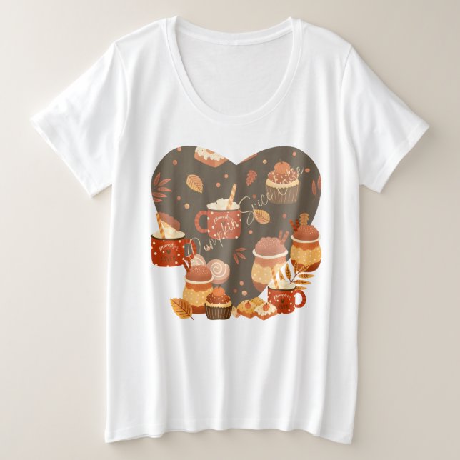 Der T - Shirt "Women's Plus Size Pumpkin Spice Lat (Design vorne)