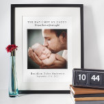 Der Tag, an dem ich mein Foto zum Vater traf Poster<br><div class="desc">Fügen Sie ein Foto Ihres Babys an dem Tag,  an dem sie ihren Papa kennengelernt haben,  sowie ihren Namen und ihr Geburtsdatum für ein Geschenk Papa wird für immer schätze!</div>