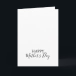 Der Tag der einfachen Minimalistischen Mutter Karte<br><div class="desc">Diese einfache minimalistische Kalligraphie Muttertagskarte ist perfekt für eine rustikale Feier. Das einfache und elegante Design zeichnet sich durch klassische und extravagante Schriftzeichen in Schwarz und Weiß aus.</div>