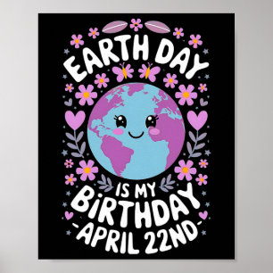 Der Tag der Erde ist mein Geburtstag für Mädchen Poster