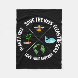 Der Tag der Erde Rette die Bienen Pflanze mehr Bäu Fleecedecke