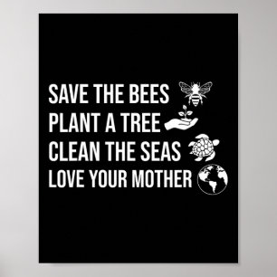Der Tag der Erde Rette die Bienen Pflanze mehr Bäu Poster