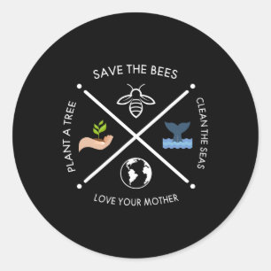 Der Tag der Erde Rette die Bienen Pflanze mehr Bäu Runder Aufkleber