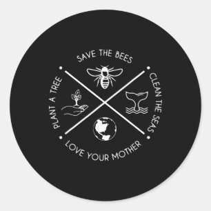 Der Tag der Erde Rette die Bienen Pflanze mehr Bäu Runder Aufkleber