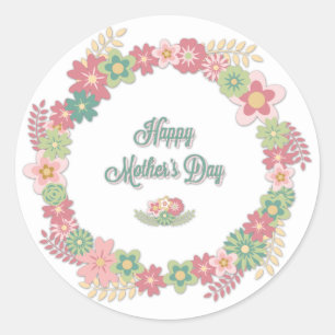 Der Tag der Mutter "glücklicher BlumenKranz der Runder Aufkleber
