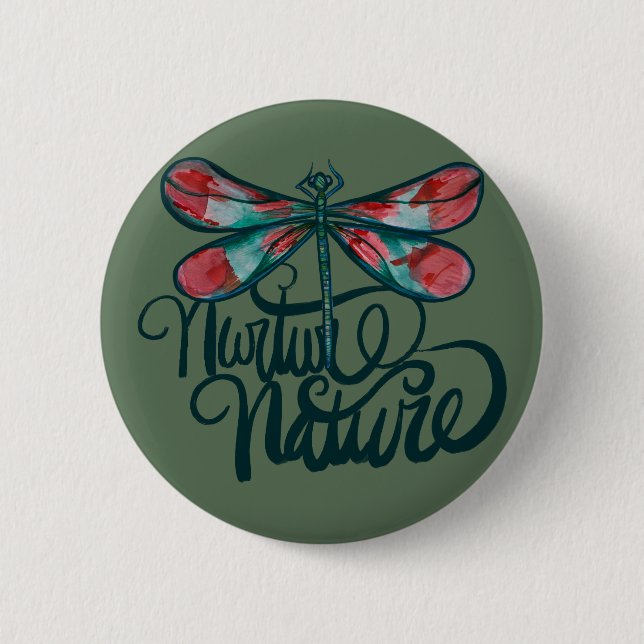 Der Tag der Natur-Libelle Art Earth Button (Vorderseite)