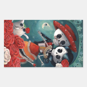 Der Tag der toten Skelettfans Rechteckiger Aufkleber