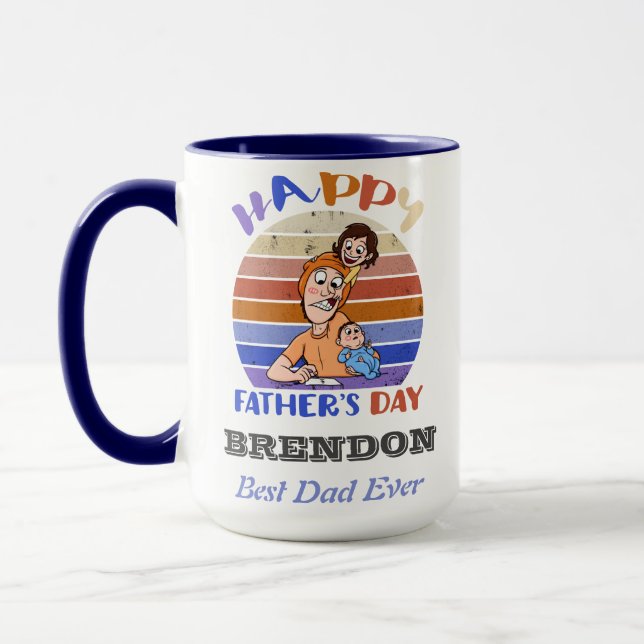 Der Tag des sonnigen Vaters personalisiert Tasse (Links)