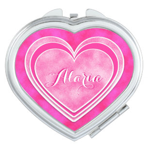 Der Tag des Valentines - hübsche rosa Herzen Taschenspiegel