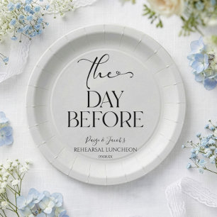 Der Tag vor der Minimal Hochzeit Probe Mittagessen Pappteller