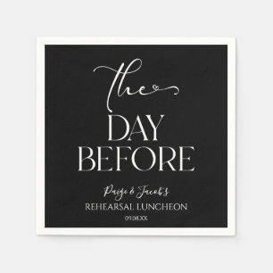 Der Tag vor der Minimal Hochzeit Probe Mittagessen Serviette