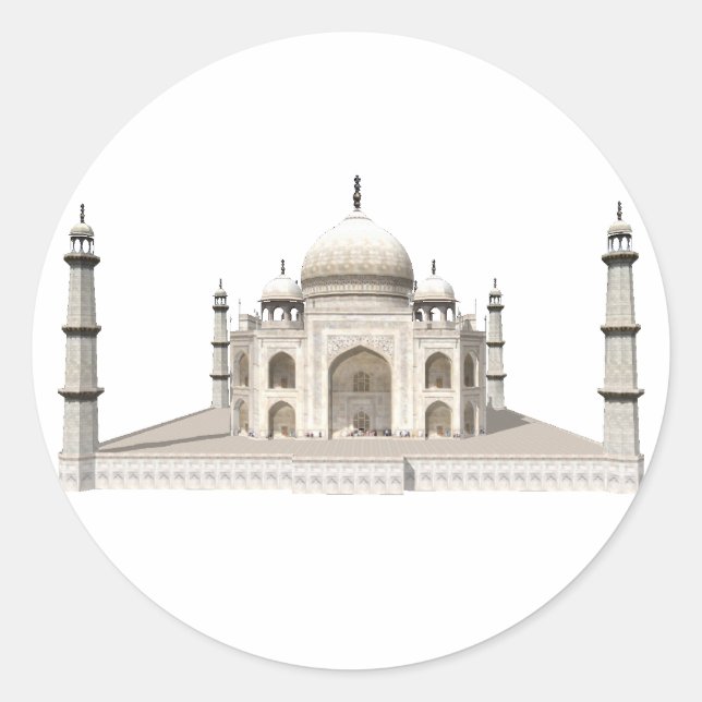 Der Taj Mahal: 3D-Modell: Runder Aufkleber (Vorderseite)