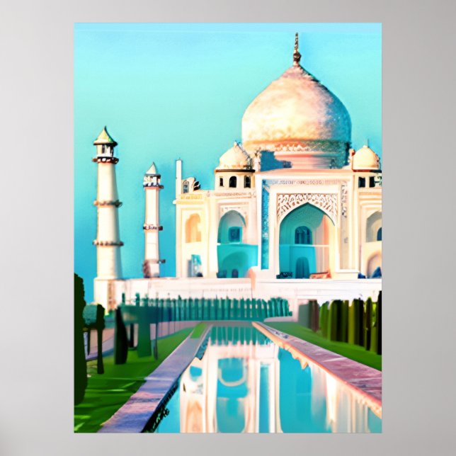 Der Taj Mahal unter einem Morgenhimmel Poster (Vorne)