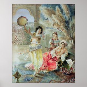 Der Tambourine (w/c auf Papier) Poster