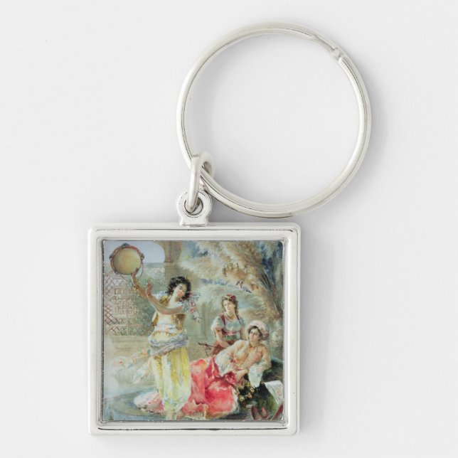 Der Tambourine (w/c auf Papier) Schlüsselanhänger (Vorne)