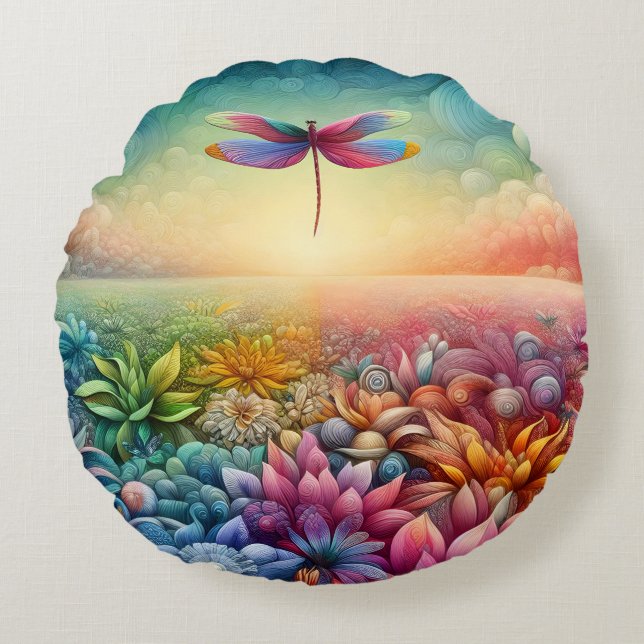 Der Tanz der Dragonfly Rundes Kissen (Vorderseite)