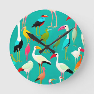 Der Tanz der Vogelfarben Runde Wanduhr