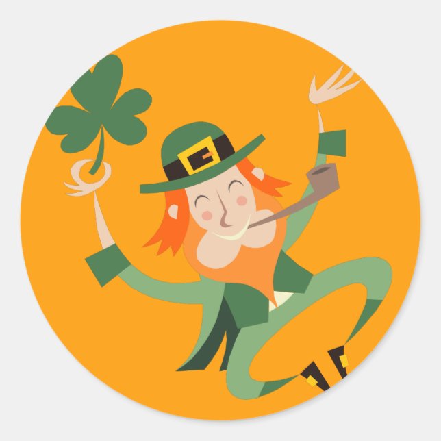 Der tanzende Leprechaun Runder Aufkleber (Vorderseite)