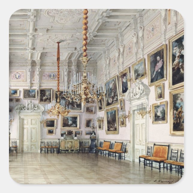 Der Tanzsaal im Grafen Bezborodko-Haus Quadratischer Aufkleber (Vorderseite)