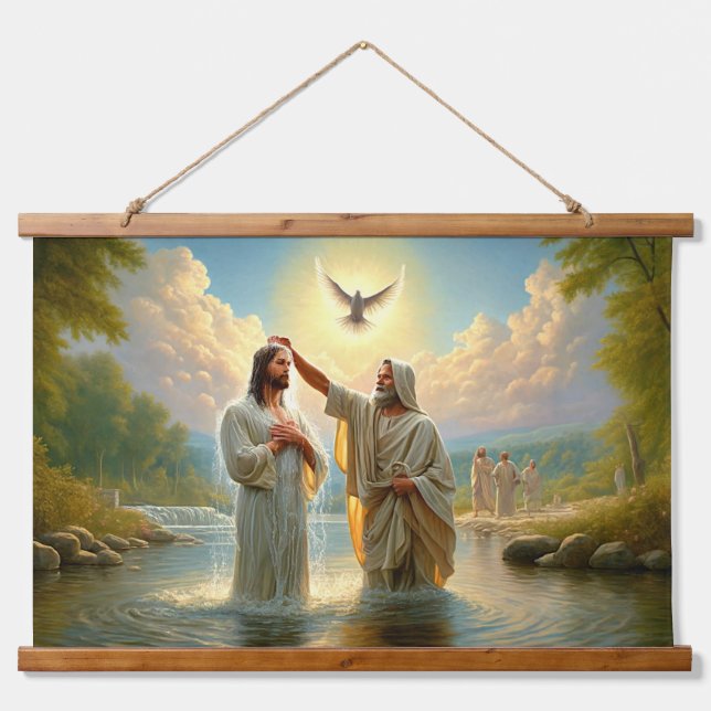 Der Taufe Jesu Wandteppich Mit Holzrahmen (Vorne)