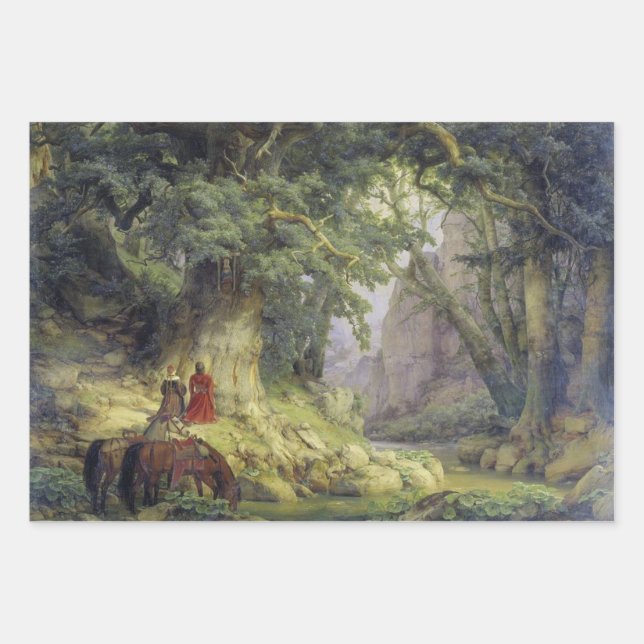 Der tausendjährige Eichenbaum (von Karl Lessing) Geschenkpapier Set (Vorderseite)