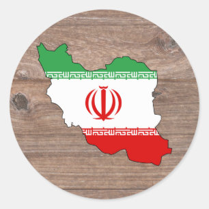 Der Teamiran-Flaggen-Karte auf Holz Runder Aufkleber