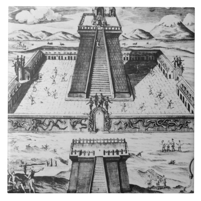 Der Templo Bürgermeister bei Tenochtitlan Fliese (Vorderseite)