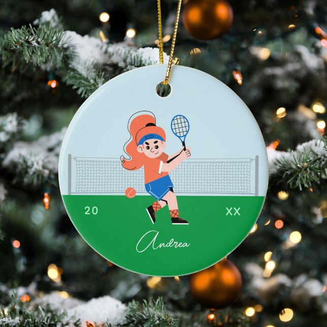 Der Tennisspieler der Girl's Ginger Haar Kid's Nam Keramik Ornament (Von Creator hochgeladen)
