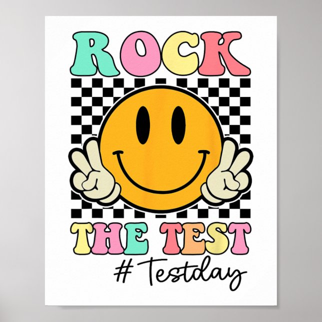 Der Test Retro Lächeln Lehrer Kinder Testtag Poster (Vorne)