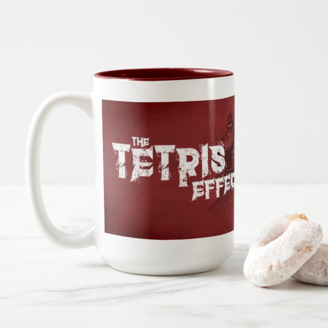 Der Tetris Effekt - große ExtraTasse Zweifarbige Tasse (Mit Donut)