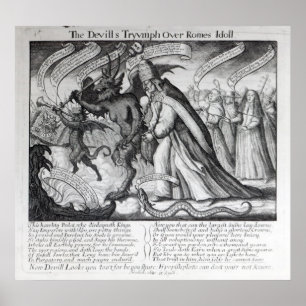 Der Teufel, der den Papst in den Ketten, 1680 Poster