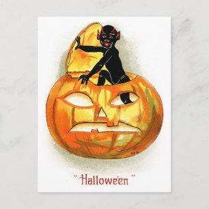 Der Teufel kommt an Halloween zum Spielen! Postkarte