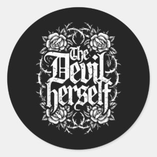 Der Teufel Retro Okkult Frauen Gothic Dunkle Weibl Runder Aufkleber